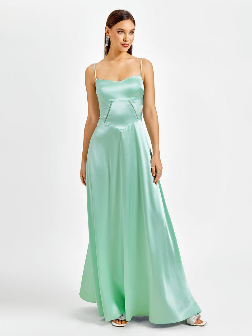 Crisscross Back Satin Maxi Dress | Bridesmaid Dress