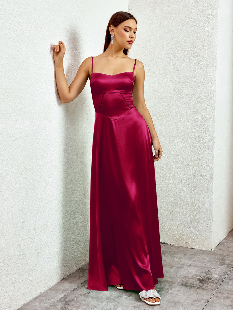 Crisscross Back Satin Maxi Dress | Bridesmaid Dress