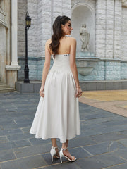 Crisscross Tie Back Lace Spliced Tie Front Tube Dress | Wedding Guest Dress