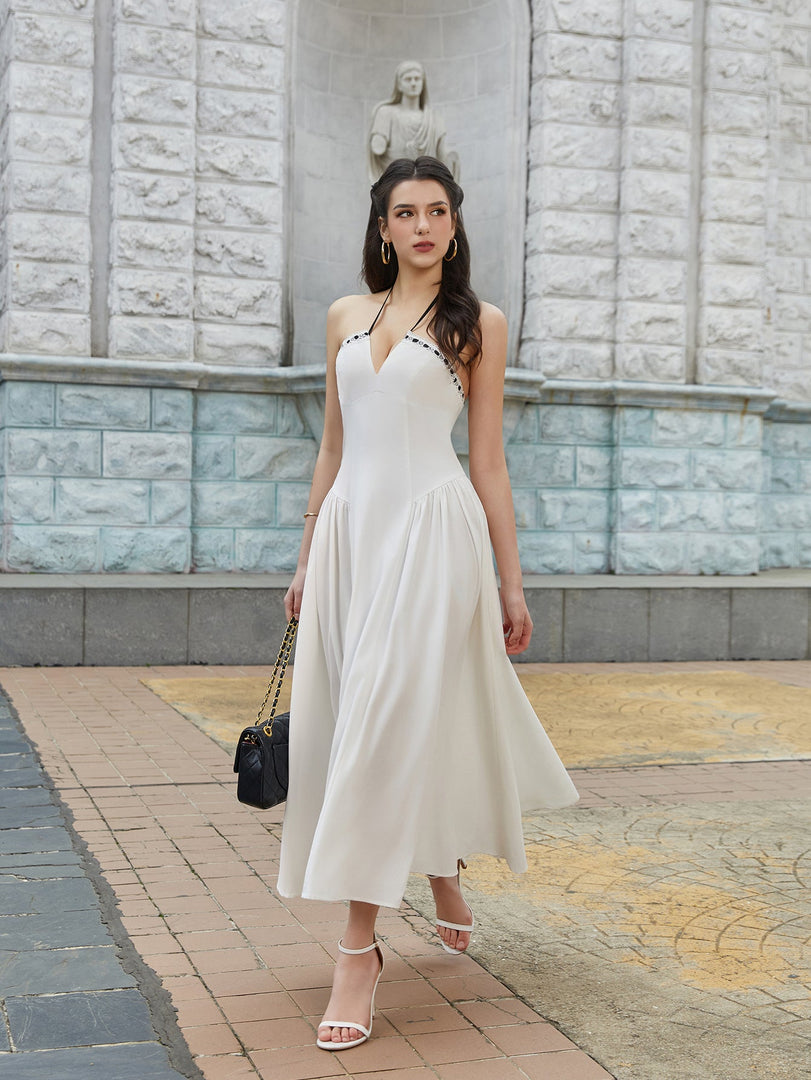 Crisscross Tie Back Lace Spliced Tie Front Tube Dress | Wedding Guest Dress