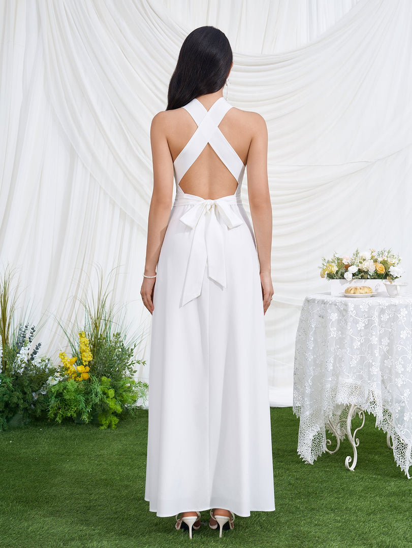 Crisscross Tie Back Pocket Maxi Dress | Prom Dress, Formal Dress