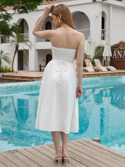 Crisscross Tie Back Ruched Bust Tube Dress | Wedding Guest Dress