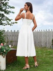 Crisscross Tie Back Ruched Corset Split Dress | Prom Dress