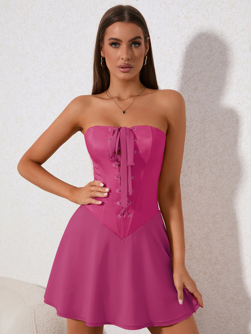 Crisscross Tie Front Corset Tube Mini Dress | Homecoming Dress, Cocktail Dress