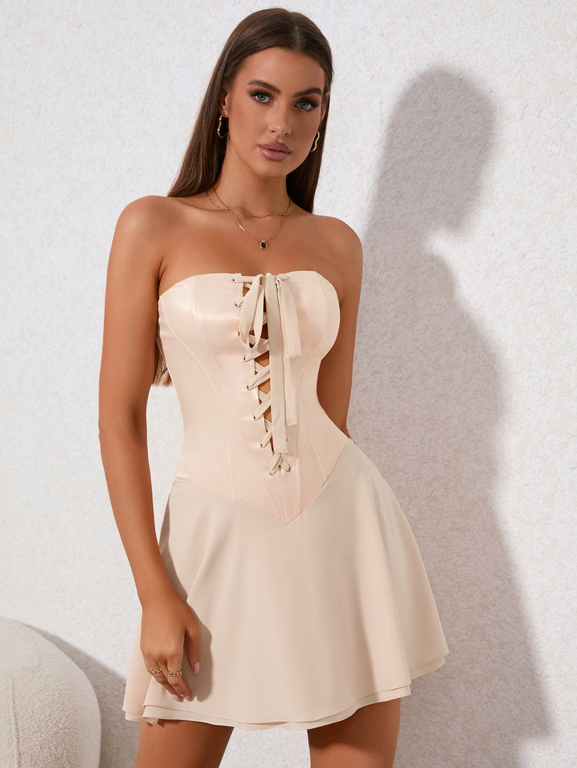 Crisscross Tie Front Corset Tube Mini Dress | Homecoming Dress, Cocktail Dress