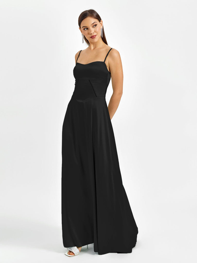Crisscross Back Satin Maxi Dress | Bridesmaid Dress