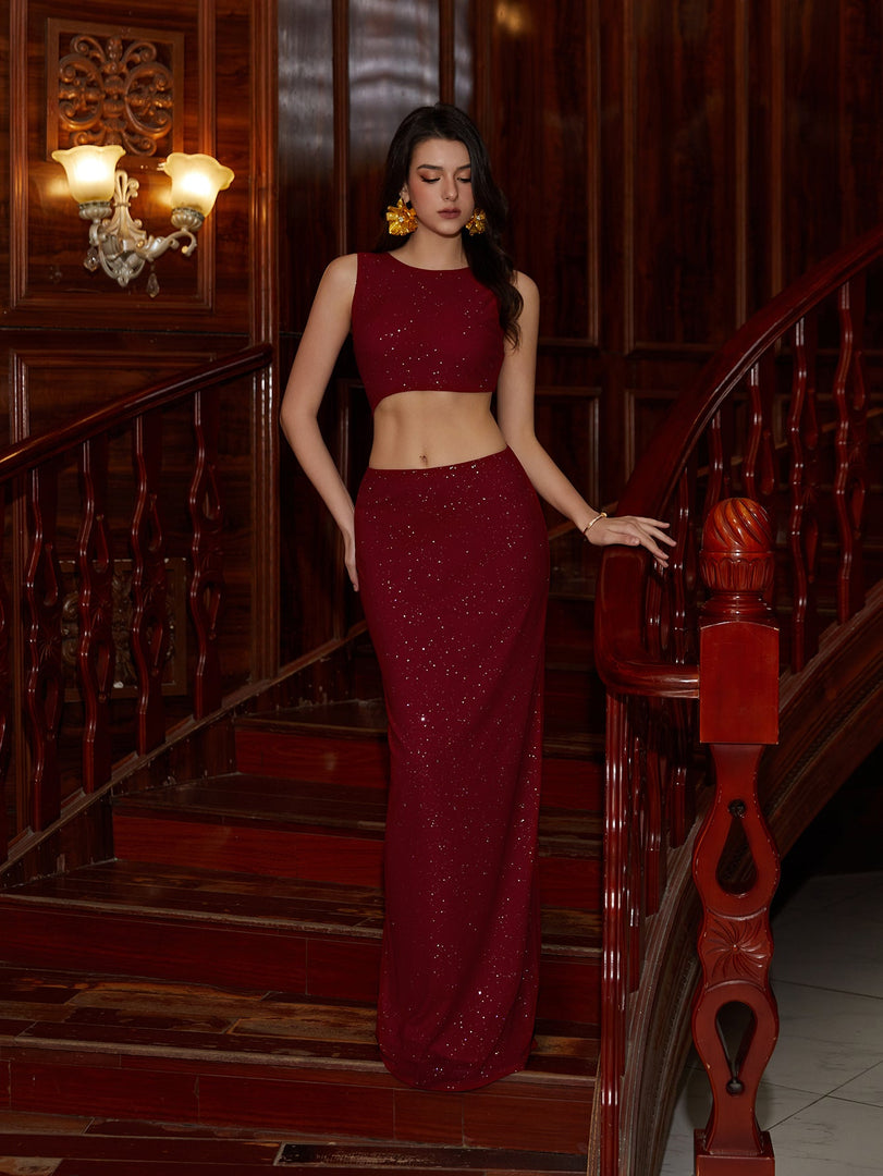Cut Out Backless Glitter Sleeveless Bodycon Dress | Prom Dress