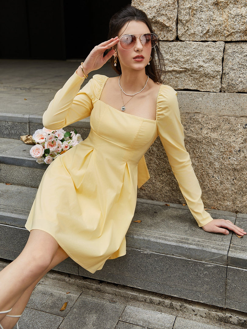 Cut Out Bow Tie Back Ruched Mini Dress | Homecoming Dress
