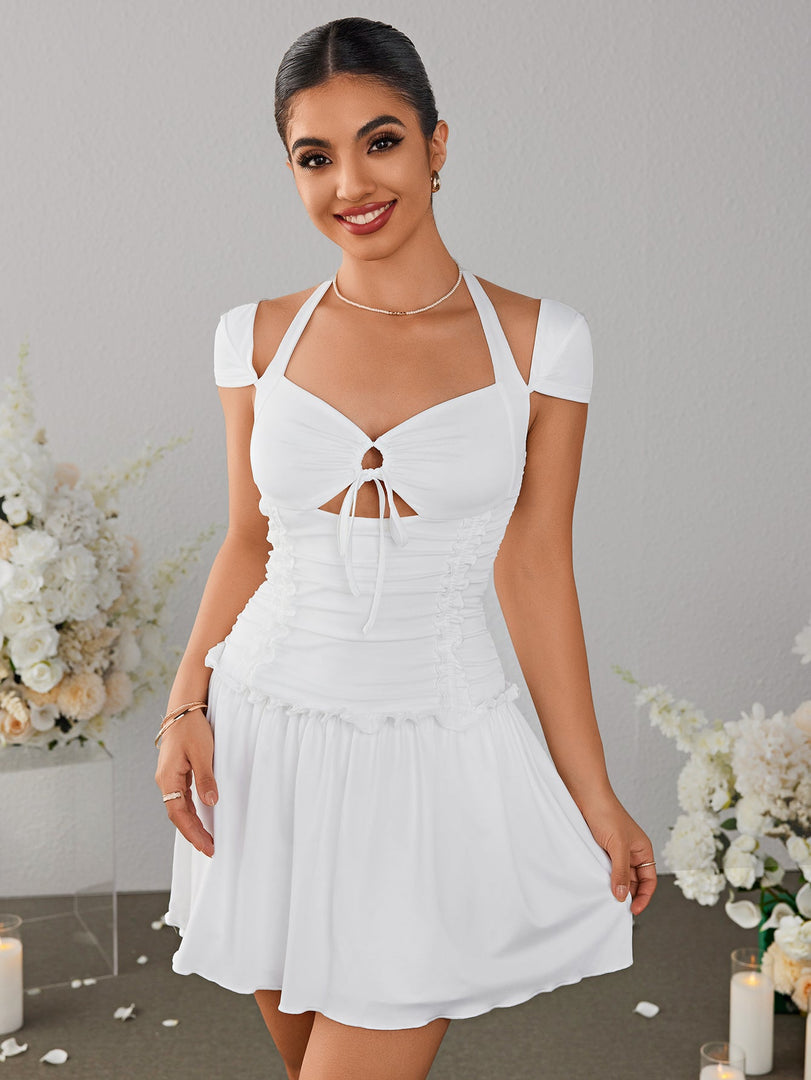Cut Out Halter Ruched Mini Dress | Homecoming Dress