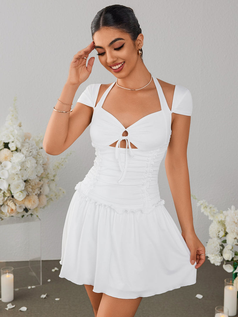Cut Out Halter Ruched Mini Dress | Homecoming Dress