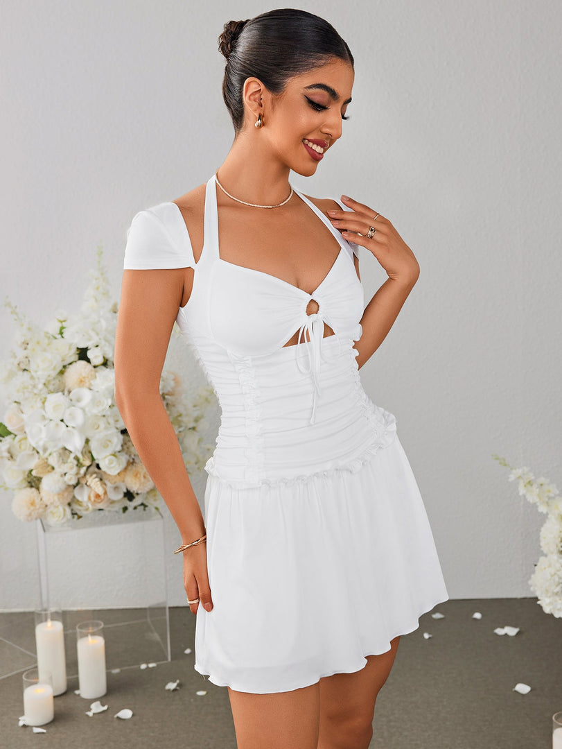 Cut Out Halter Ruched Mini Dress | Homecoming Dress