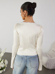 Cut Out Lace Trim Tie Front Top | Formal Event Top