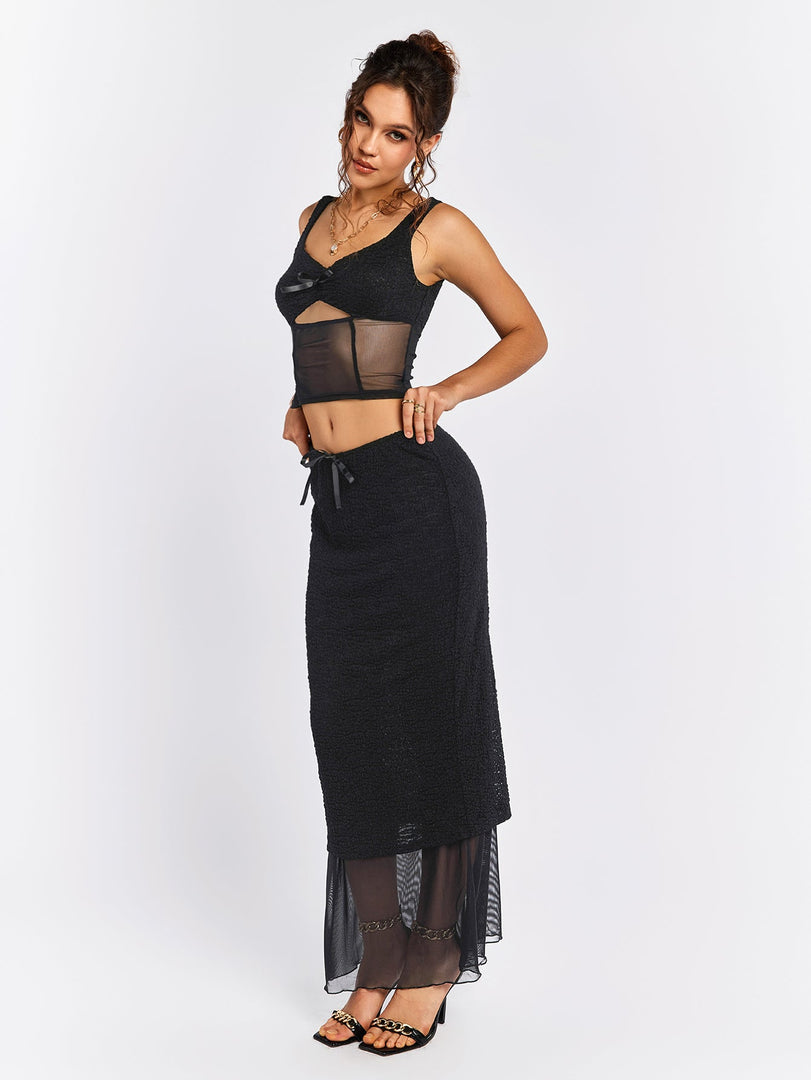 Cut Out Patchwork Lace Crop Top | Formal Event Top
