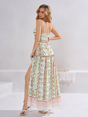 Cut Out Ruched Split Floral Print Cami Dress | Vacation Dress, Wedding Guest Dress