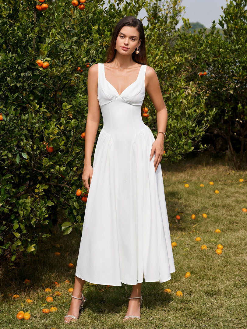 Deep V-Neck Backless Ruched Corset Dress | Prom Dress
