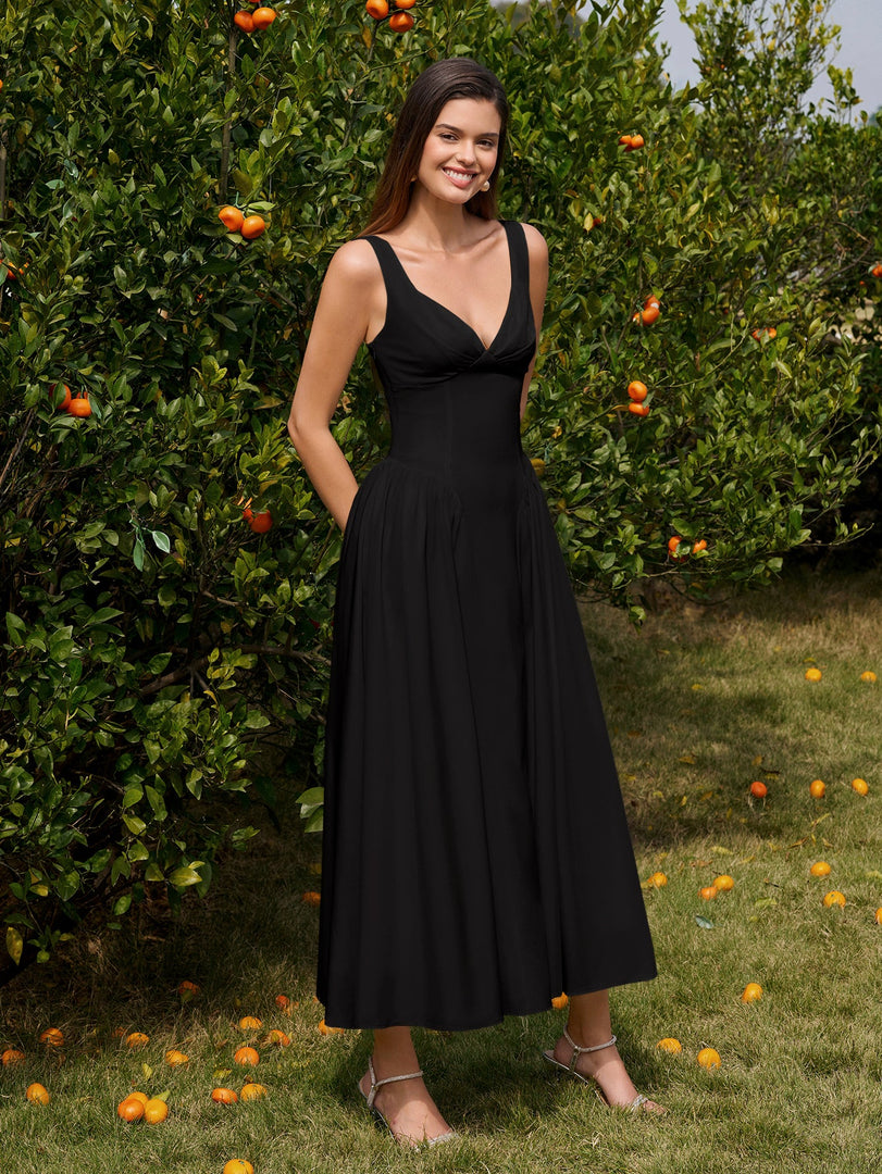 Deep V-Neck Backless Ruched Corset Dress | Prom Dress