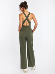 Deep V-Neck Crisscross Back Pocket Jumpsuit | Wedding Guest Jumpsuit