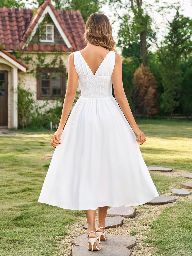 Deep V-Neck Ruched Embellished Button Maxi Dress | Prom Dress, Formal Dress