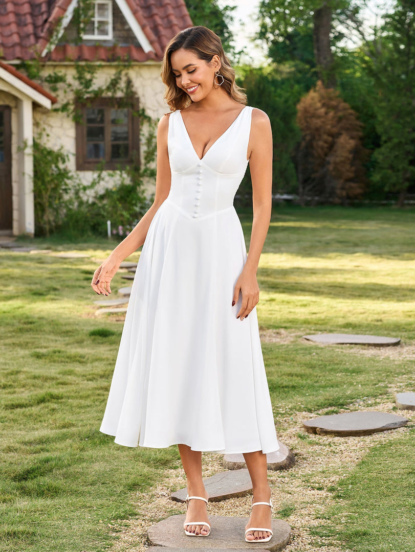 Deep V-Neck Ruched Embellished Button Maxi Dress | Prom Dress, Formal Dress