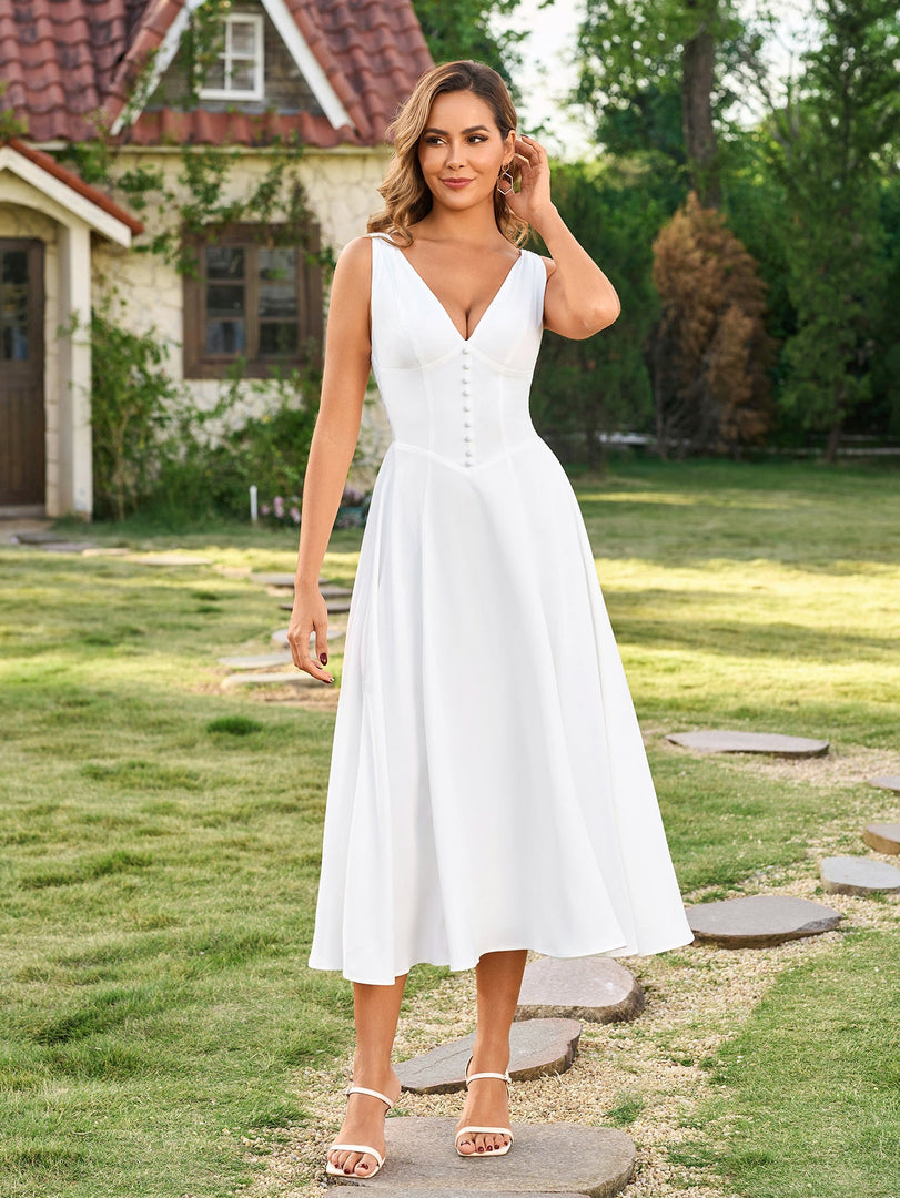 Deep V-Neck Ruched Embellished Button Maxi Dress | Prom Dress, Formal Dress