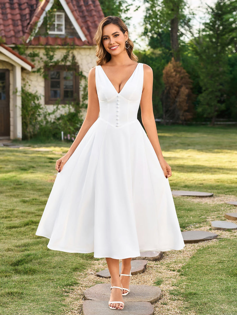Deep V-Neck Ruched Embellished Button Maxi Dress | Prom Dress, Formal Dress