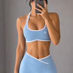 Load image into Gallery viewer, Diana Halter Color Block Yoga Sports Bra
