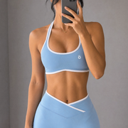 Diana Halter Color Block Yoga Sports Bra