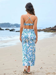 Draped Cut Out Backless Floral Maxi Dress | Wedding Guest Dress, Vacation Dress