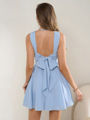 Parthea Draped Neck Bow Tie Back Pleated Hem Dress | Wedding Guest Dress