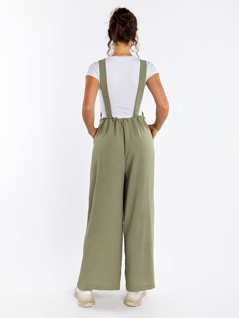 Drawstring Adjustable Button Back Pocket Jumpsuit | Wedding Guest Jumpsuit