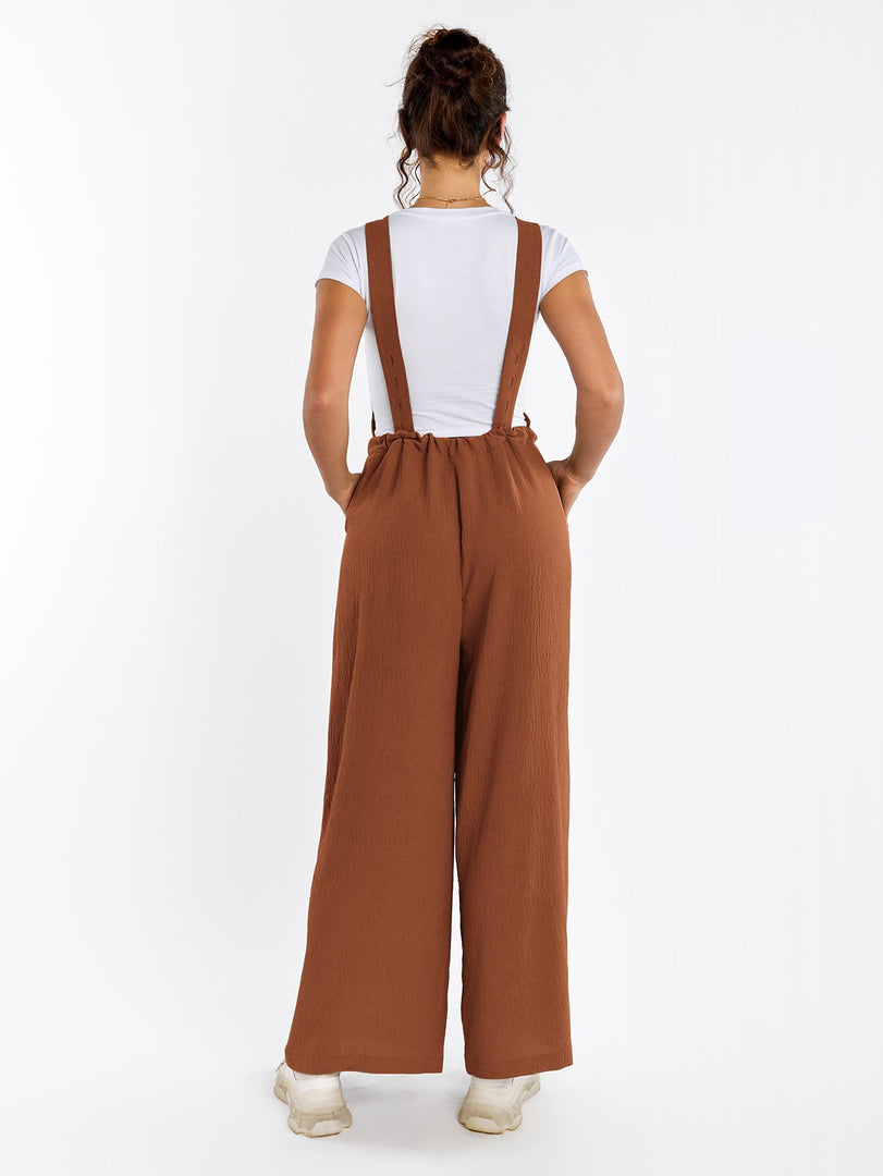 Drawstring Adjustable Button Back Pocket Jumpsuit | Wedding Guest Jumpsuit