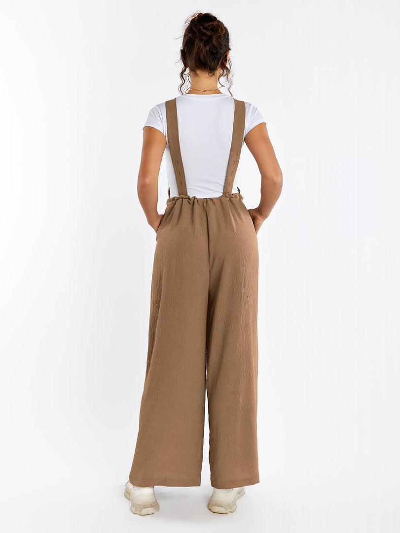 Drawstring Adjustable Button Back Pocket Jumpsuit | Wedding Guest Jumpsuit