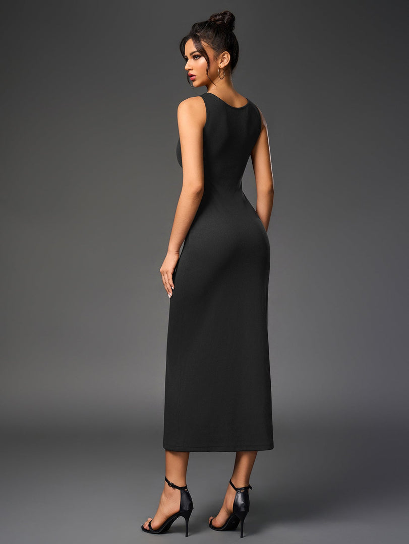 Embellished Button Split Hem Bodycon Dress | Homecoming Dress, Cocktail Dress
