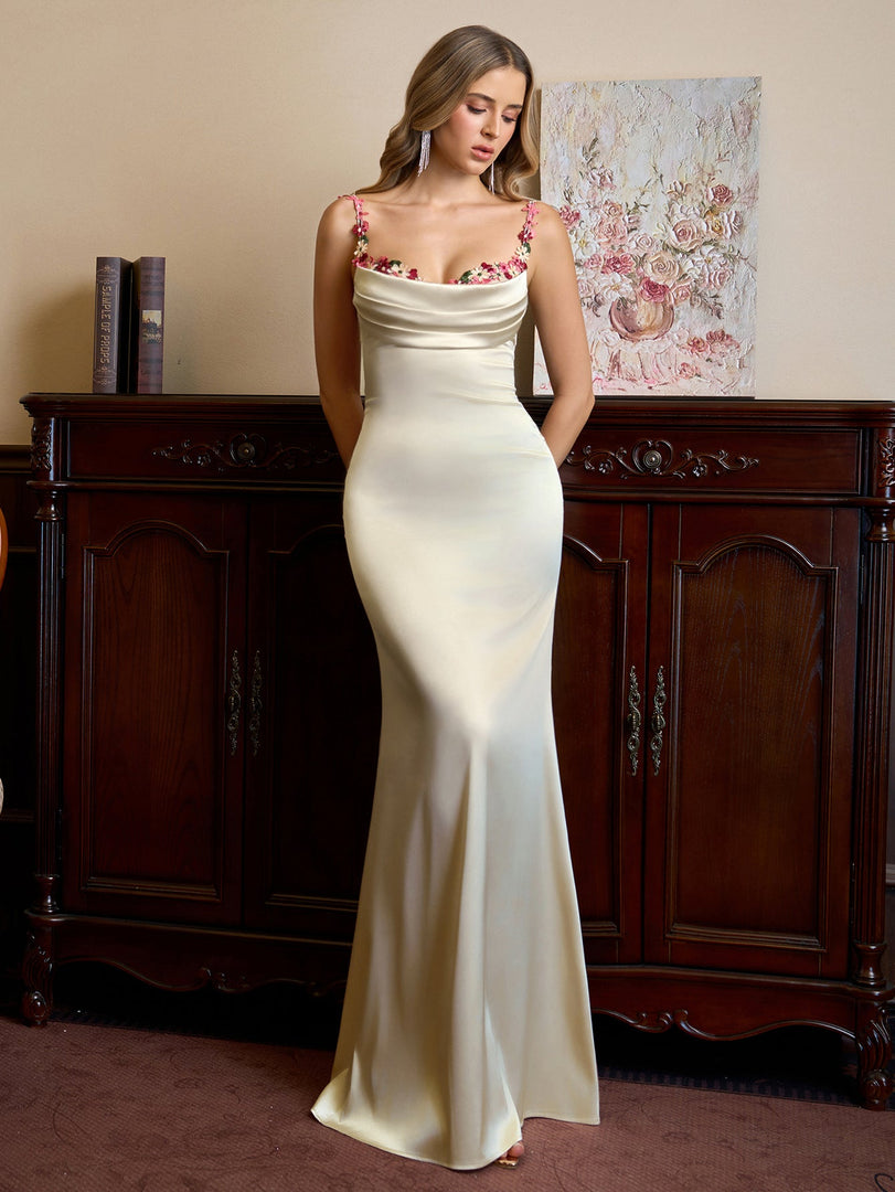 Embellished Strap Tie Back Satin Bodycon Dress | Homecoming Dress