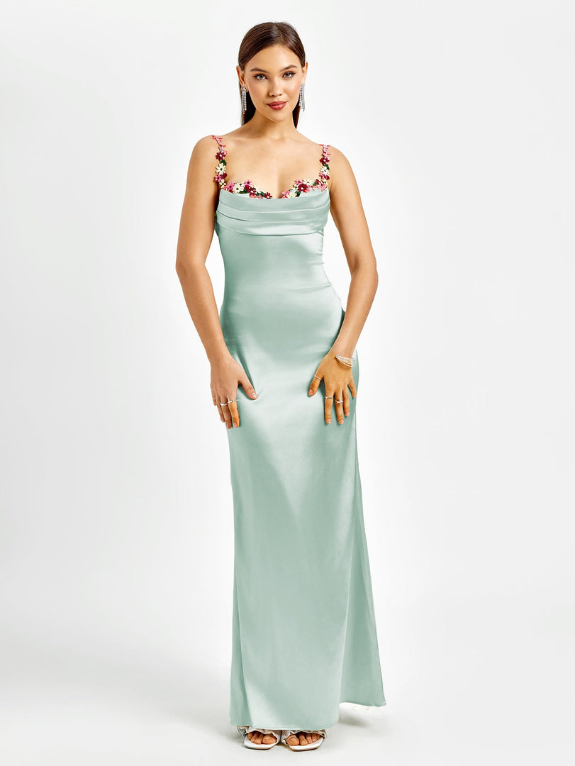 Embellished Strap Tie Back Satin Bodycon Dress | Homecoming Dress