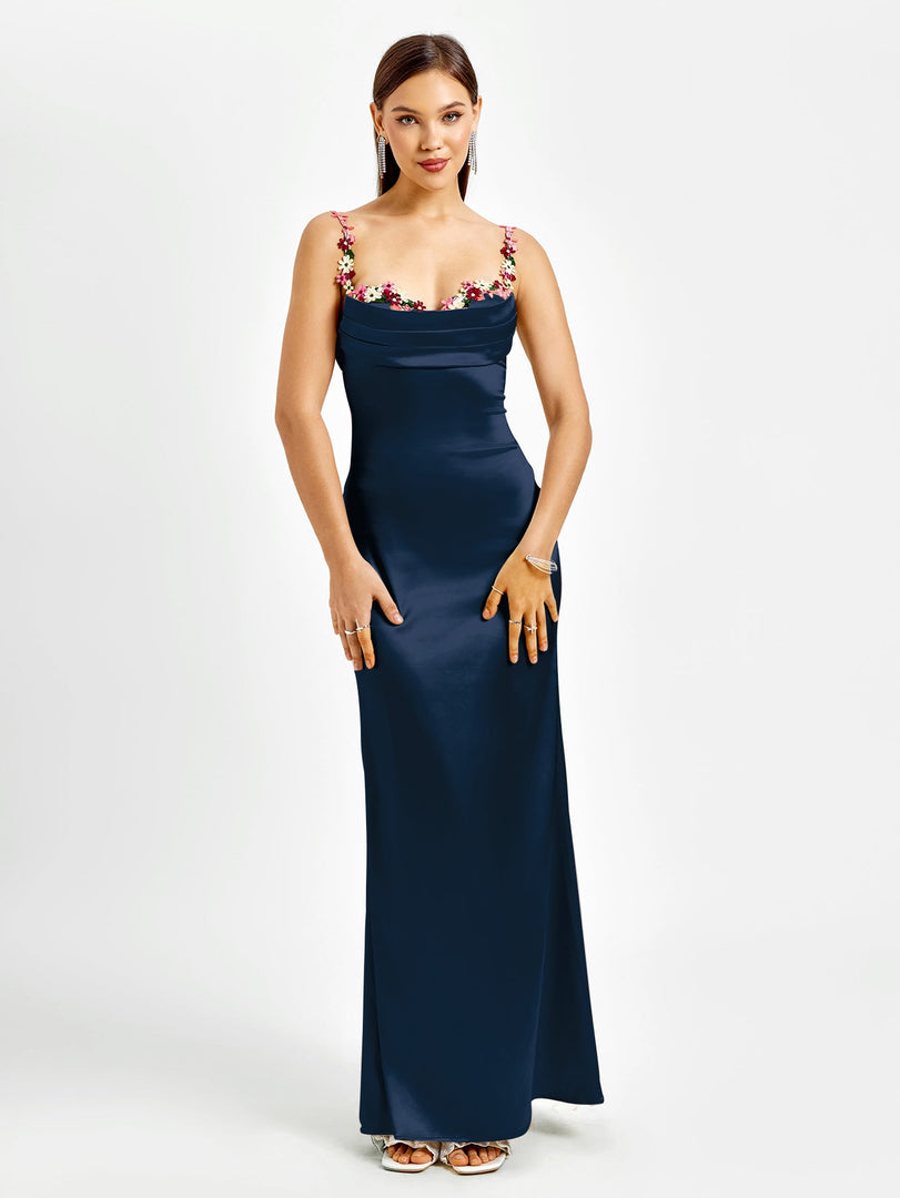 Embellished Strap Tie Back Satin Bodycon Dress | Homecoming Dress