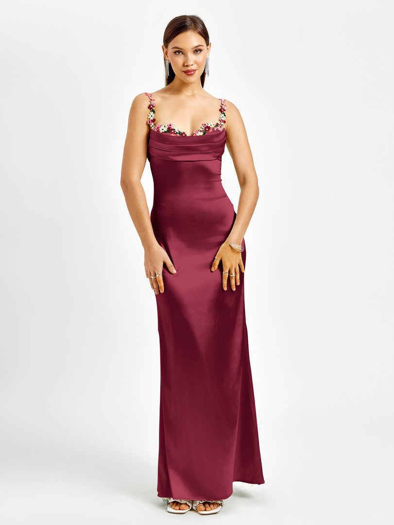 Embellished Strap Tie Back Satin Bodycon Dress | Homecoming Dress