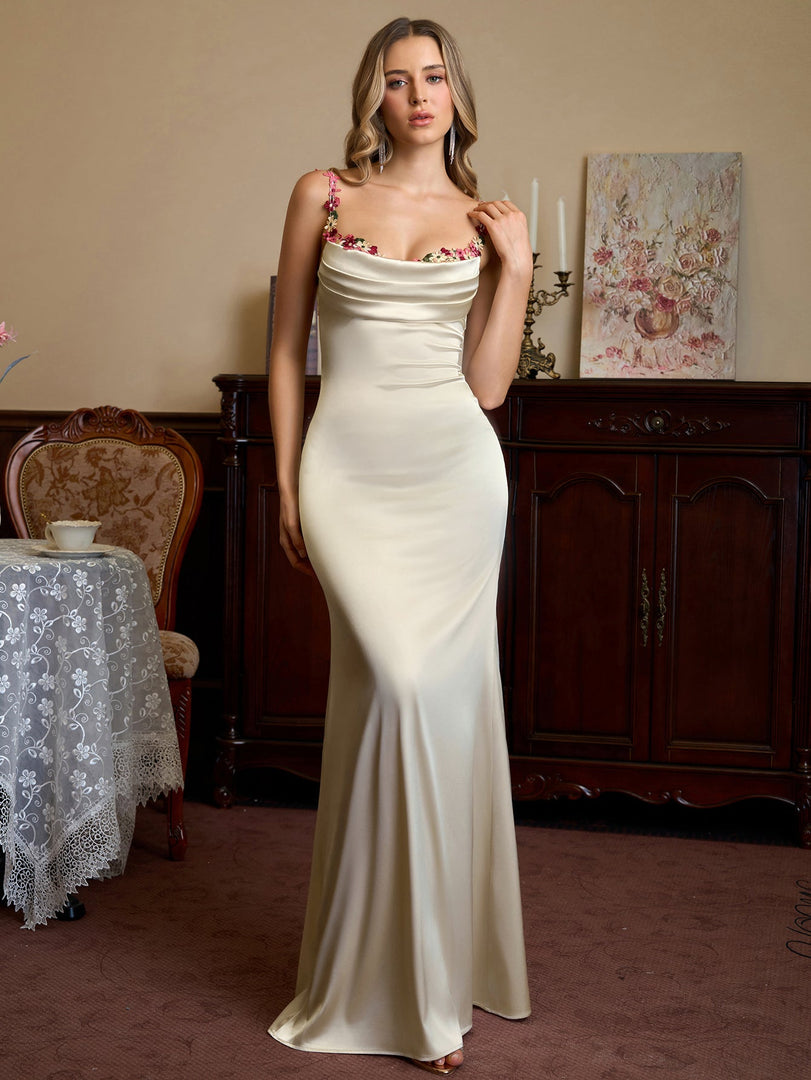 Embellished Strap Tie Back Satin Bodycon Dress | Homecoming Dress