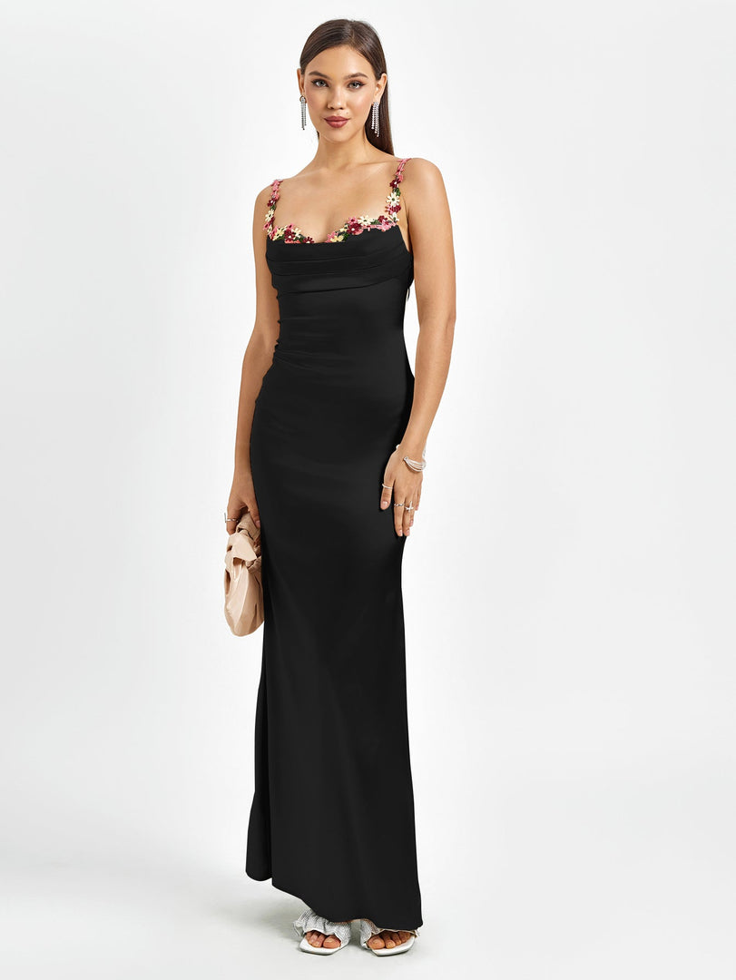 Embellished Strap Tie Back Satin Bodycon Dress | Homecoming Dress