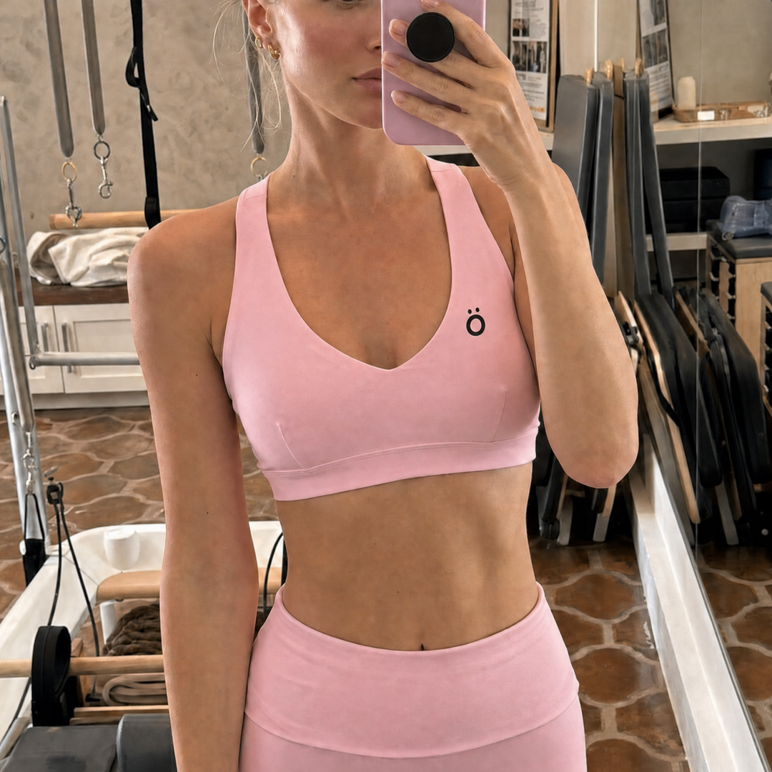 Flora Halter Cropped Sports Bra - In Pink