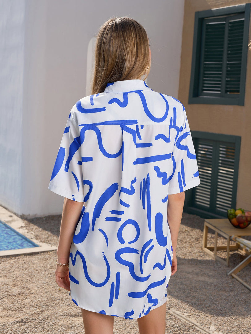 Floral Print Short Sleeve Shirt&Print Shorts Set | Vacation Two-Piece Set