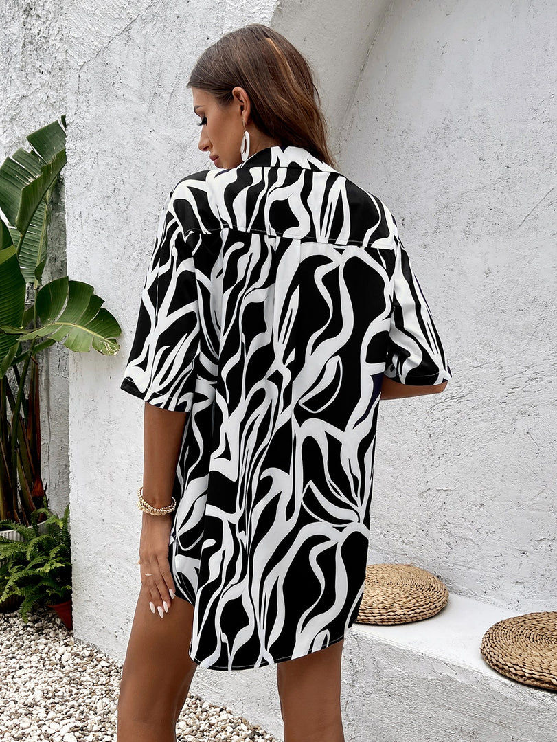 Floral Print Short Sleeve Shirt&Print Shorts Set | Vacation Two-Piece Set