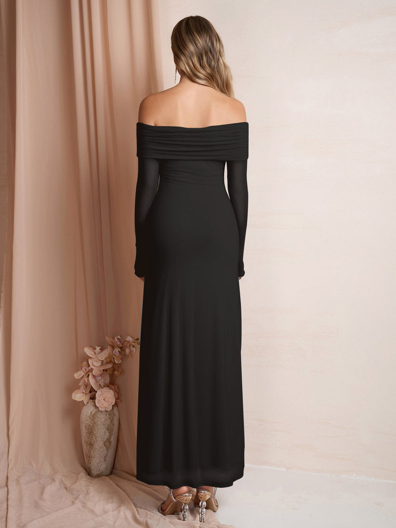 Flounce Sleeve Off Shoulder Mesh Bodycon Dress | Vacation Dress