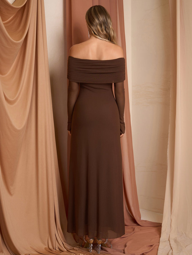 Flounce Sleeve Off Shoulder Mesh Bodycon Dress | Vacation Dress