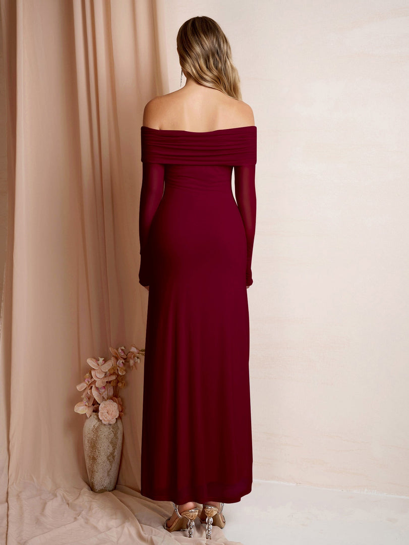 Flounce Sleeve Off Shoulder Mesh Bodycon Dress | Vacation Dress