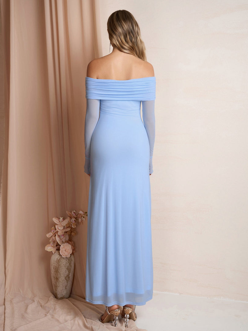 Flounce Sleeve Off Shoulder Mesh Bodycon Dress | Vacation Dress