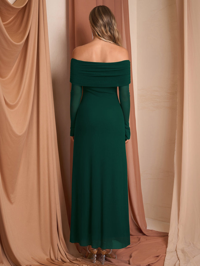 Flounce Sleeve Off Shoulder Mesh Bodycon Dress | Vacation Dress