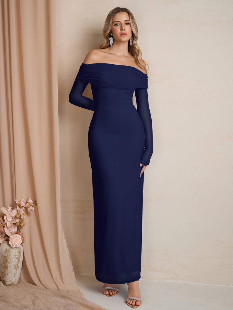Flounce Sleeve Off Shoulder Mesh Bodycon Dress | Vacation Dress