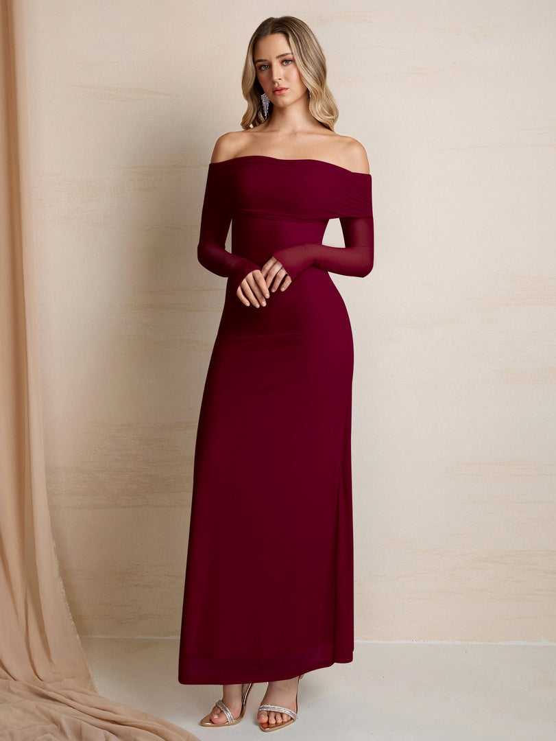 Flounce Sleeve Off Shoulder Mesh Bodycon Dress | Vacation Dress