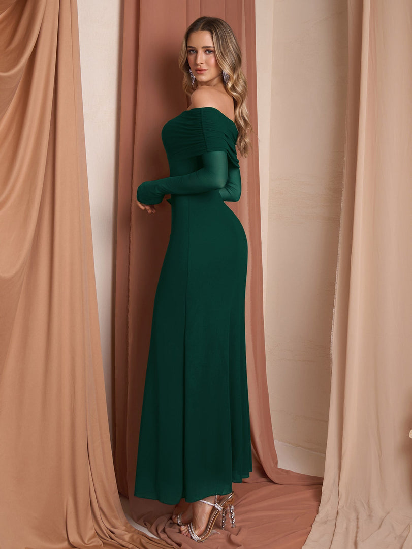 Flounce Sleeve Off Shoulder Mesh Bodycon Dress | Vacation Dress